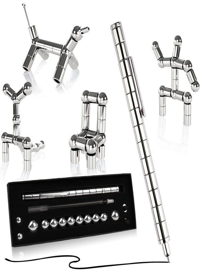 SUKEE Magnetic Fidget Pen, Decompression Toy Pen with Magnetic Rings and Steel Balls, Stress Relief Creative Gadget for Kids and Adults, for Teens, Fidget Pen, Magnetic Pen (Silver) - Image 2